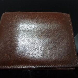 Vintage Brown  Buxton Or Prince Gardner Buffalo Leather Bifold Wallet